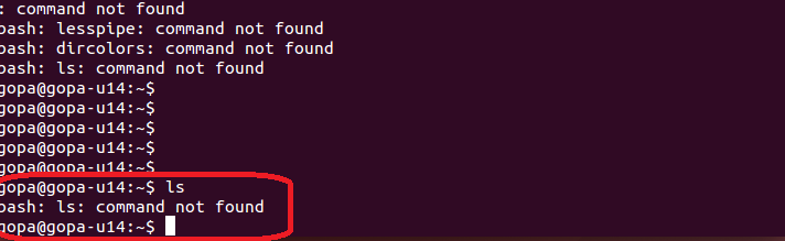 Command not found for every command in Ubuntu