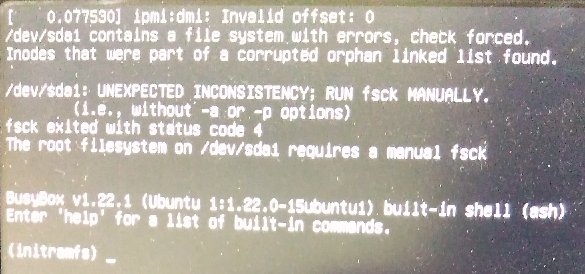 ubuntu dev sda5 contains a file system with errors